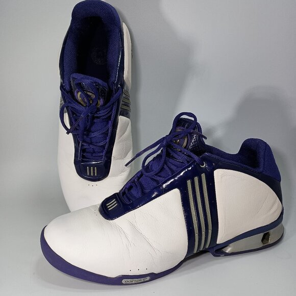 Adidas Men Adiprene A3 Electrify Basketball White Leather Rare Purple Sze 12 1/2 - Picture 1 of 8
